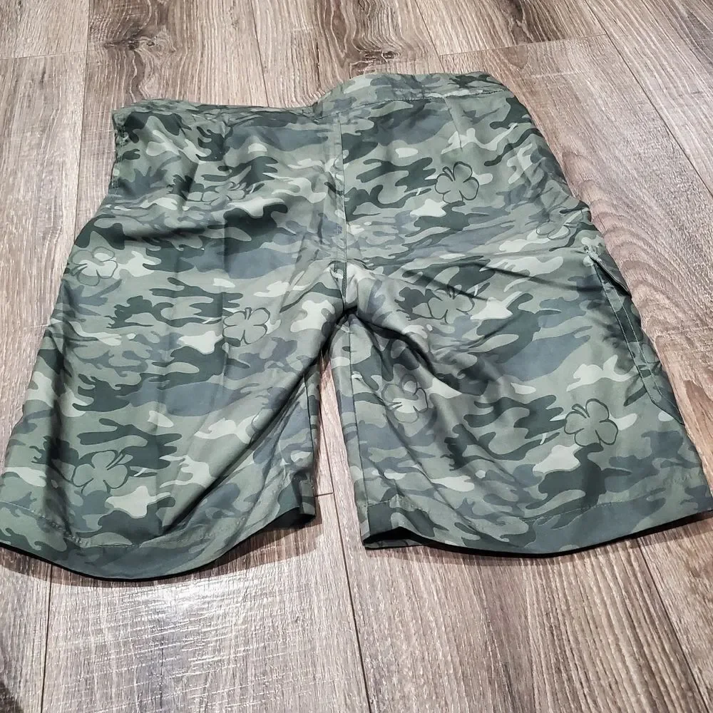 Boys Lucky Brand Swim Shorts Size 16 Green Camo Kids Swim Trunks